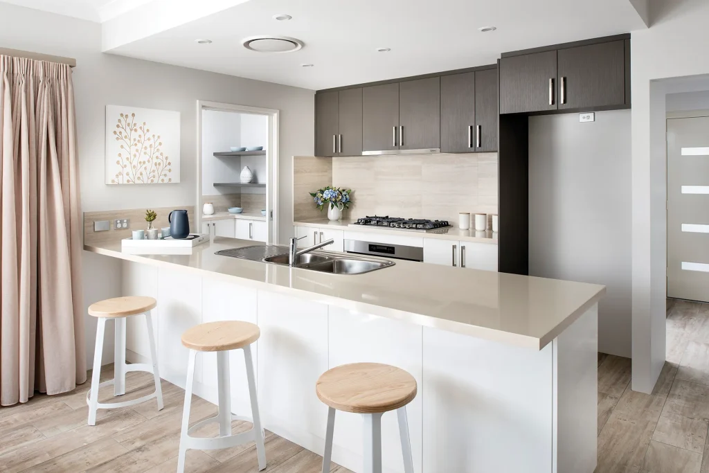 Modern kitchen with island and bar stools