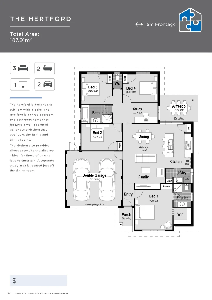 The Hertford house floor plan layout design