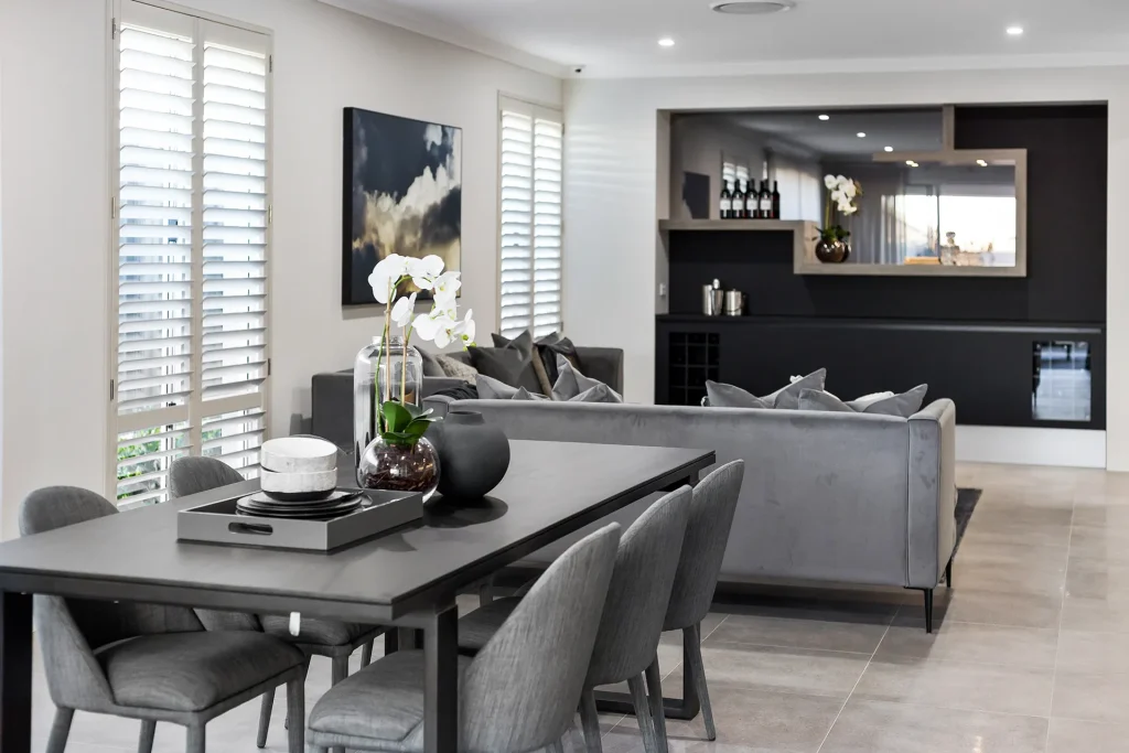 Modern open-plan living and dining room interior