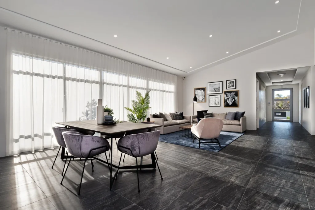 Modern open-plan living and dining room interior